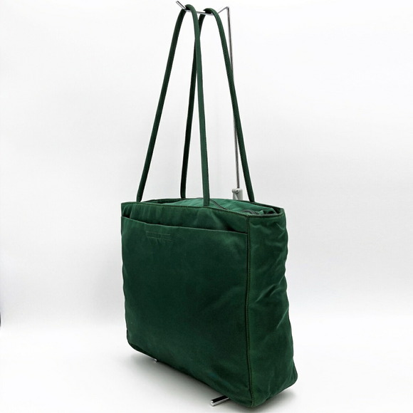 PRADA tote bag shoulder nylon logo plate green ladies men unisex - Picture 4 of 10